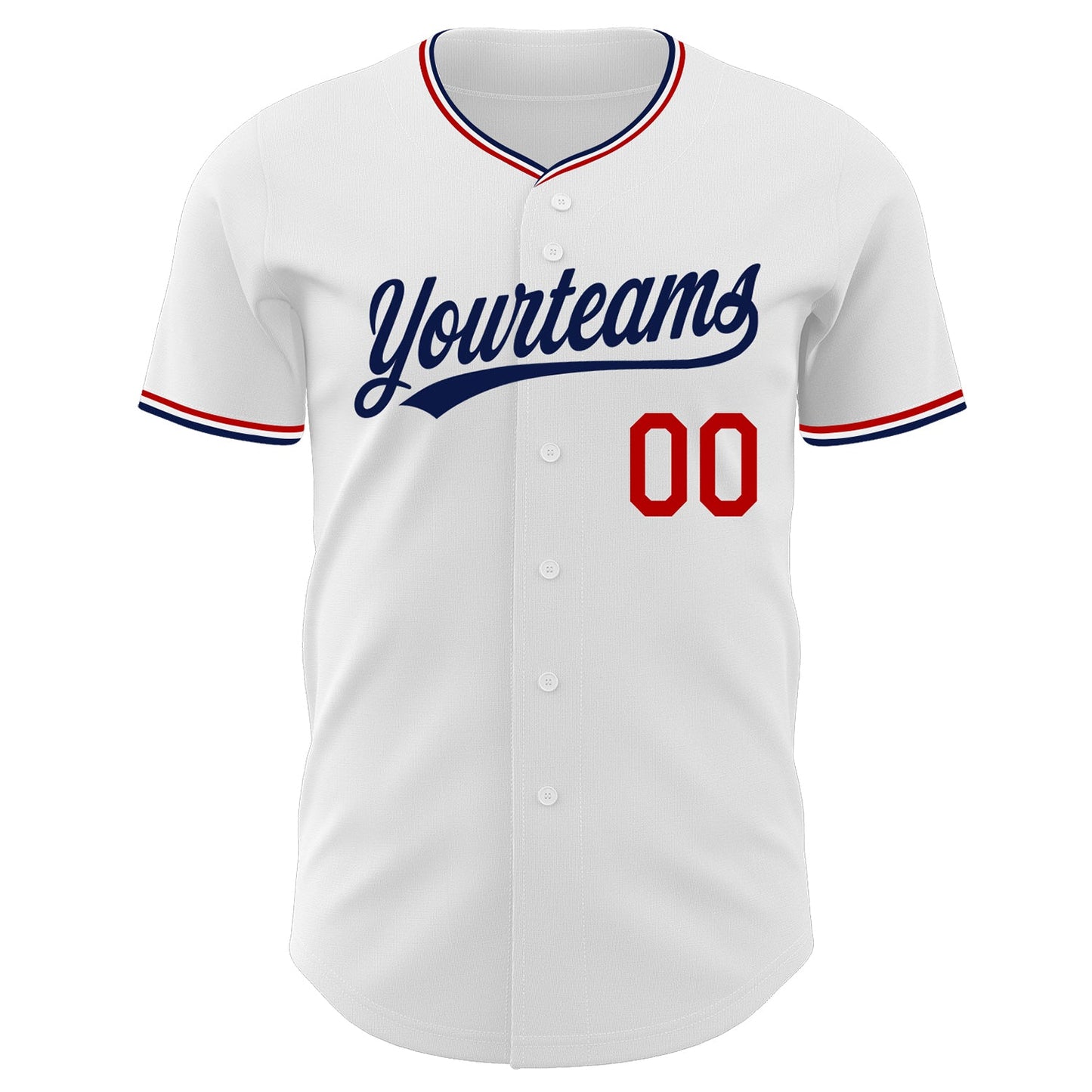 Custom White Navy-Red Authentic Baseball Jersey