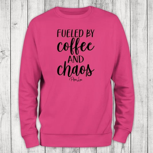 Fueled by Coffee And Chaos Sweatshirt, Proudly Printed In The USA, Sweatshirt Gray / White, #sassy #cute #sarcasm...