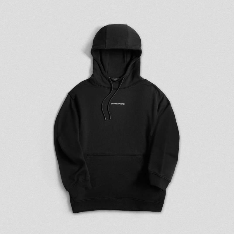 Ascend Mockneck Hoodie - Black/White, Smooth Fleece Finish, Ribbed Cuffs, Branded Drawcords, Gymreapers Logo, Men's...