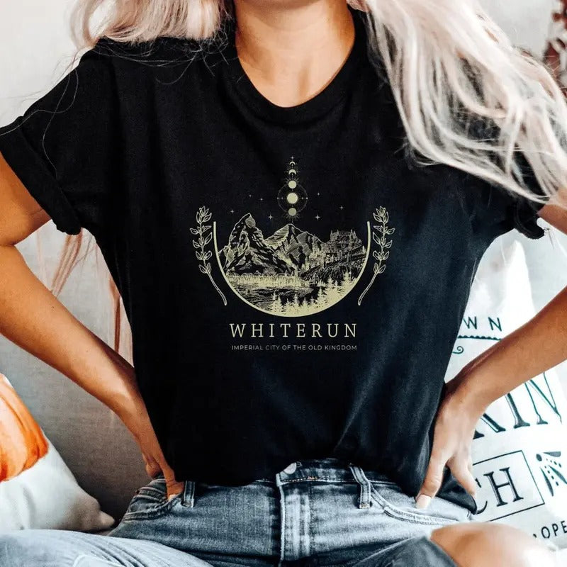 Whiterun Skyrim Tshirt, Elder Scrolls V Gaming Sweatshirt, Dragonborn Dawnguard Hearthfire Crew Neck, Video Game Lover...