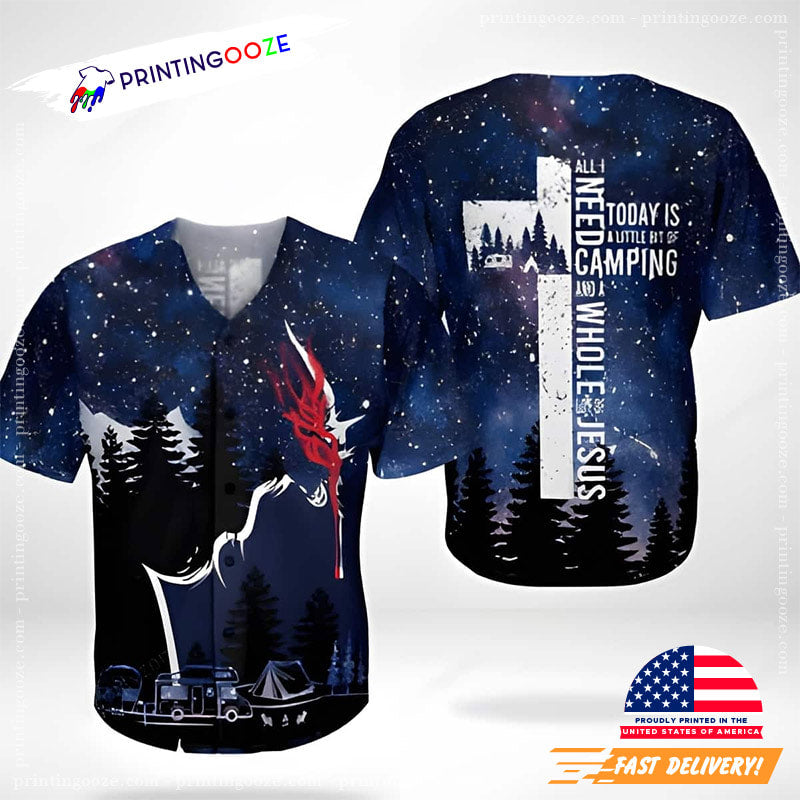Whole Lot Of Jesus Sky Night Forest Baseball Jersey