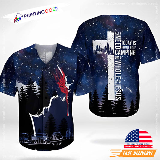 Whole Lot Of Jesus Sky Night Forest Baseball Jersey