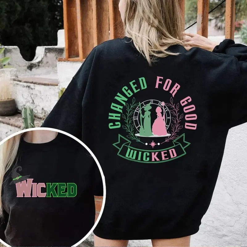 Wicked Change For Good Glitter Sweatshirt, Defy Gravity Broomstick Magic Wand Shirt, Wizard Of Oz Movie, Unisex Short...