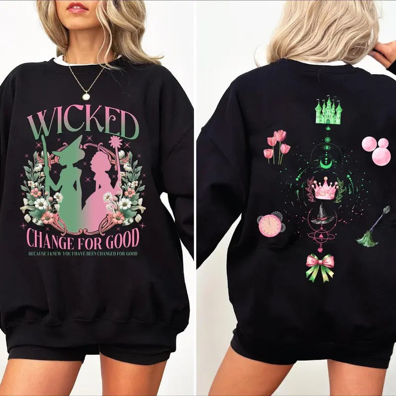 Wicked Change For Good Glitter Sweatshirt, Wizard Of Oz Hoodie, Broomstick Shirt, Wicked Defy Gravity Sweatshirt, Wizard...