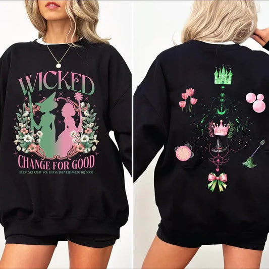 Wicked Change For Good Glitter Sweatshirt, Wizard Of Oz Hoodie, Broomstick Shirt, Wicked Defy Gravity Sweatshirt, Wizard...