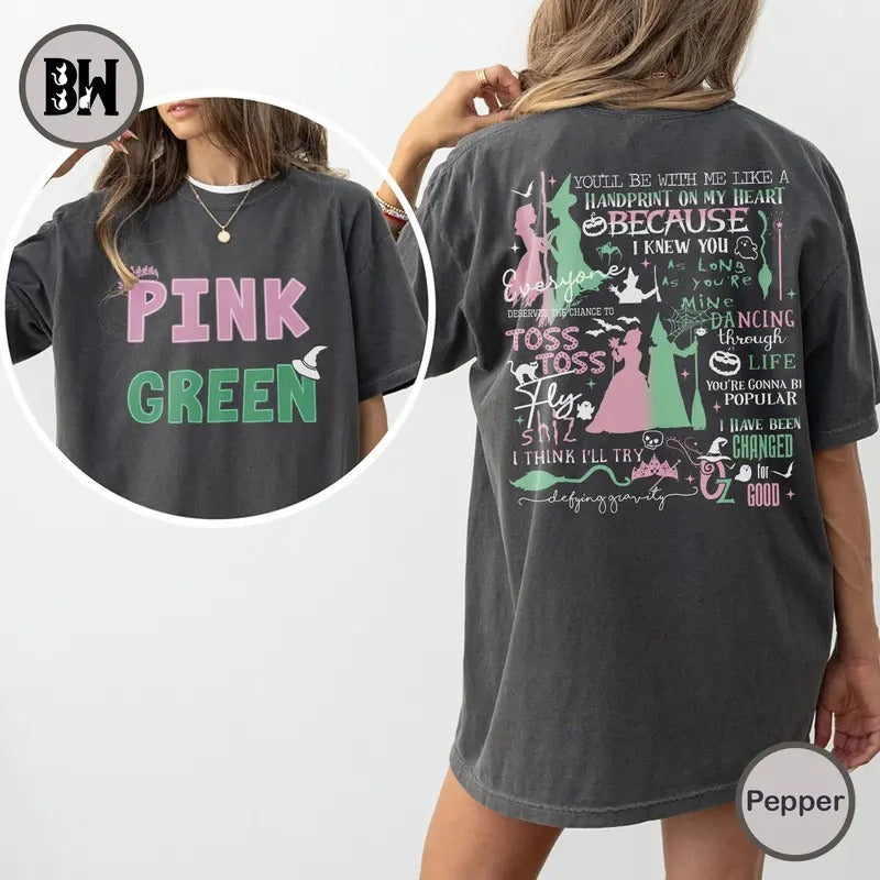 Wicked Defy Gravity Comfort Colors Shirt, Pink Green Shirt, Wicked Defy Gravity Shirt, Wizard of Oz shirt Broomstick,...