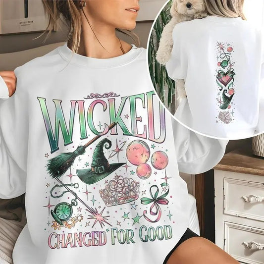 Wicked Double Sided Sweatshirt, Hoodie, T-Shirt, Wizard Movie Fan Crewneck, Wicked Changed For Good TShirt, Wicked The...