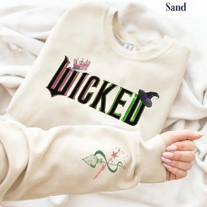 Wicked Glinda Elphaba Sweatshirt Hoodie, Tshirt, Defy Gravity Broomstick Magic Wand, Wizard Movie Shirt Wicked Musical...