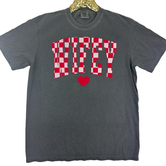 Wifey Checkered Comfort Colors T-Shirt Hoodie, Sweatshirt | WearSparks.com