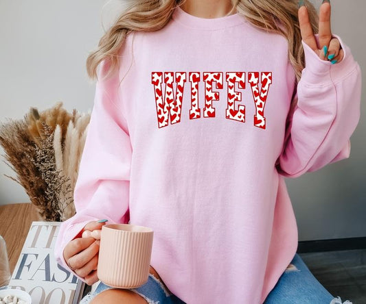 Wifey Hearts Crewneck Sweatshirt T-Shirts, Hoodie | WearSparks.com