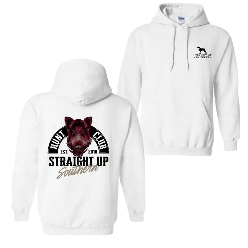 Wild Boar - Men's Long Sleeve Hoodie - by Straight Up Southern - Winter Outfits, Regular Fit Long Sleeve Hoodie for Men...
