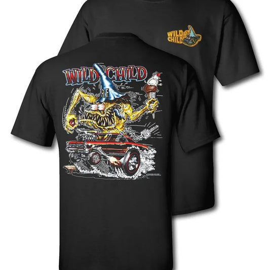 Wild Child Rat Fink T-Shirt - Vintage Hot Rod Muscle Car Graphic Tee  for Car Enthusiasts Men's Cotton Tee - Old School...