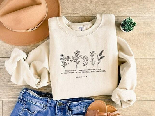 Wild Flowers Bible Verse Sweatshirt, Easter Hoodie, Floral Religious Shirt, Christian Apparel, Women Christian Gift,...