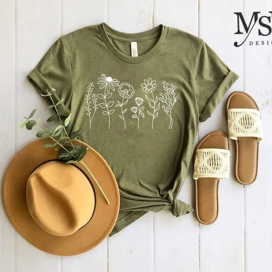 Wild Flowers Shirt, Wildflower Tshirt, Floral Shirt, Botanical Shirt, Flower Shirt, Nature Lover Shirt,Ladies Shirts,...