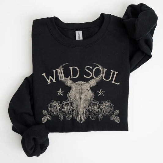 Wild Soul, Cow Skull, Western, Desert Sweatshirt T-Shirts, Hoodie | WearSparks.com