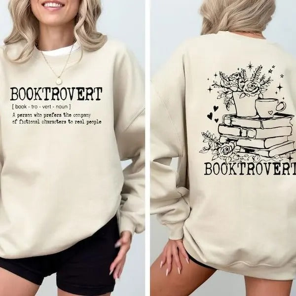 Wildflower Booktrovert Sweatshirt Gift For Librarian, Book Club Shirt, Bookish Hoodie, Book Lover Gift Shirt, Teacher...