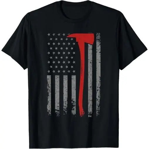 Wildland Firefighter Axe American Flag Thin Red Line Fireman T-Shirt Made in USA Hoodie, Sweatshirt | WearSparks.com