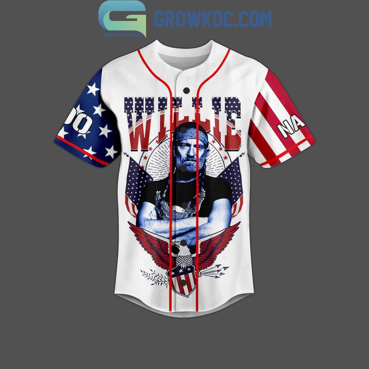 Willie Nelson I’m Feelin’ Friggin’ Patriotic Personalized Baseball Jersey