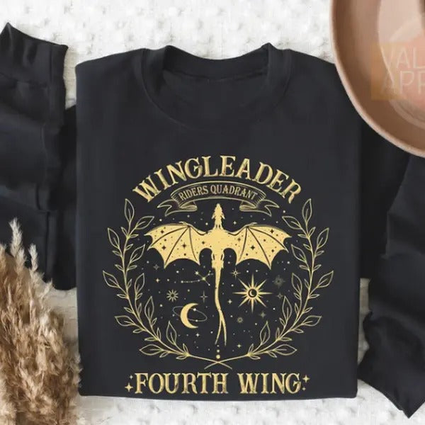 Wingleader Fourth Wing Tshirt, Dark Academia Gift, Iron Flame Shirt, Unisex Medium Heavy Fabric, Loose Fit, Machine...