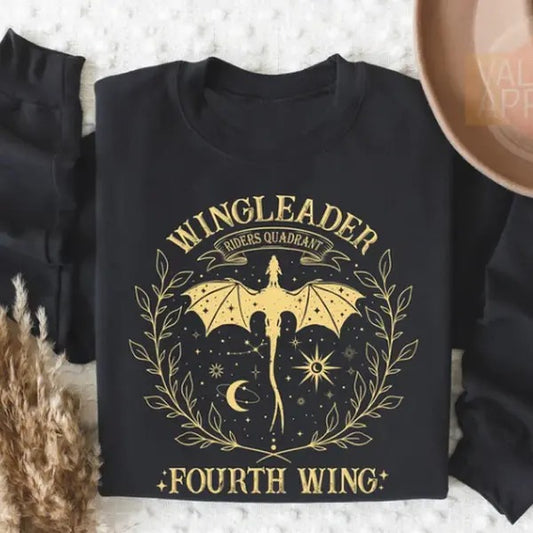 Wingleader Fourth Wing Tshirt, Dark Academia Gift, Iron Flame Shirt, Unisex Medium Heavy Fabric, Loose Fit, Machine...