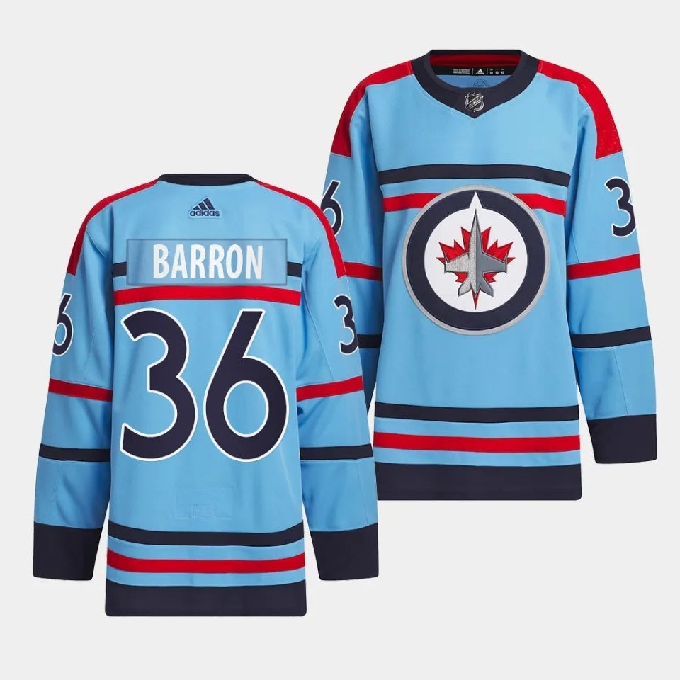 Winnipeg Jets #36 Morgan Barron 2023-24 RCAF Centennial Light Blue Jersey