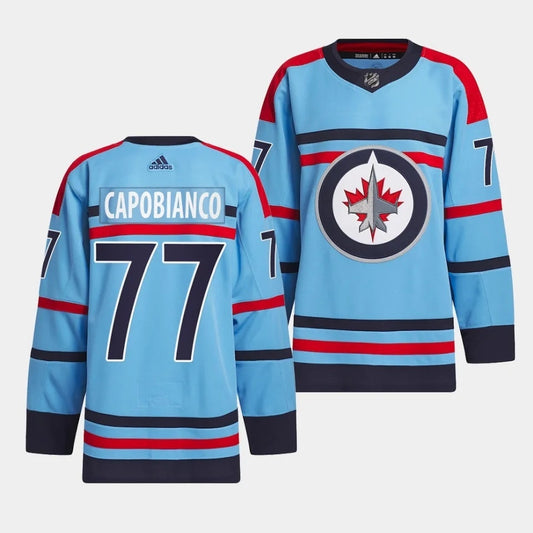 Winnipeg Jets #77 Kyle Capobianco 2023-24 RCAF Centennial Light Blue Jersey