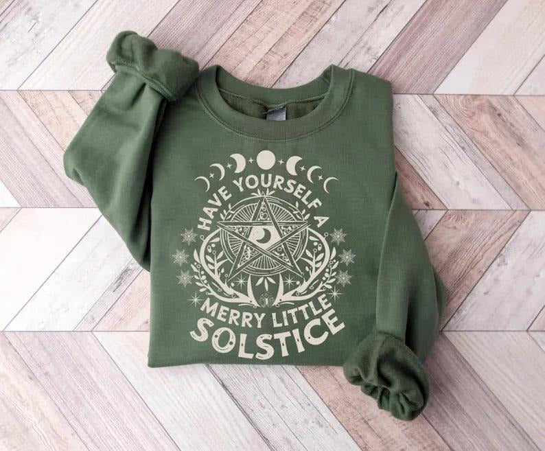Winter Solstice Sweatshirt, Yule Christmas Sweater, Have Yourself A Merry Little Solstice Sweatshirt, Yule Holiday...