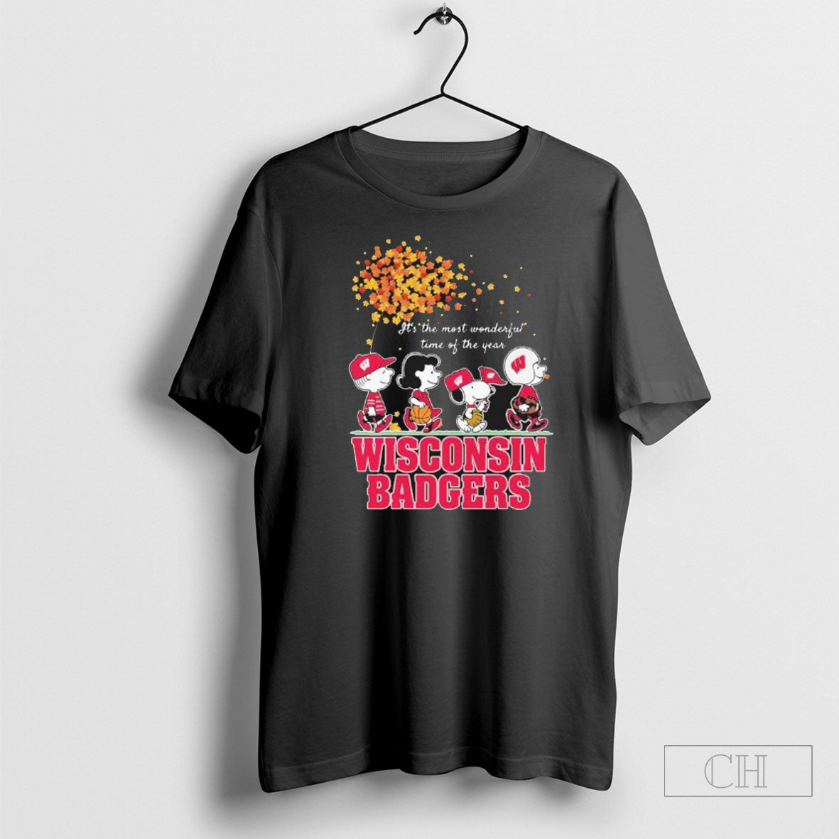 Wisconsin Badgers And Peanuts Character Its The Most Wonderful Time Of The Year Shirt Tee