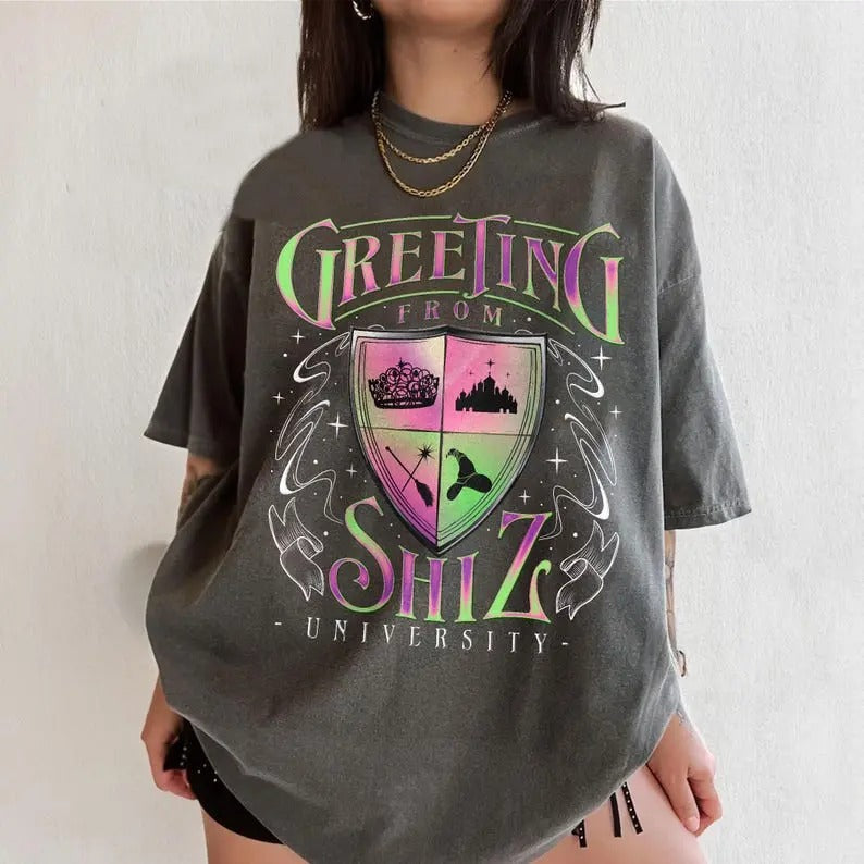 Wizard University Movie Fan  Shirt, Changed For Good T Shirt, Wicked Defying Gravity Tee, Pink And Green Gift Crewneck...