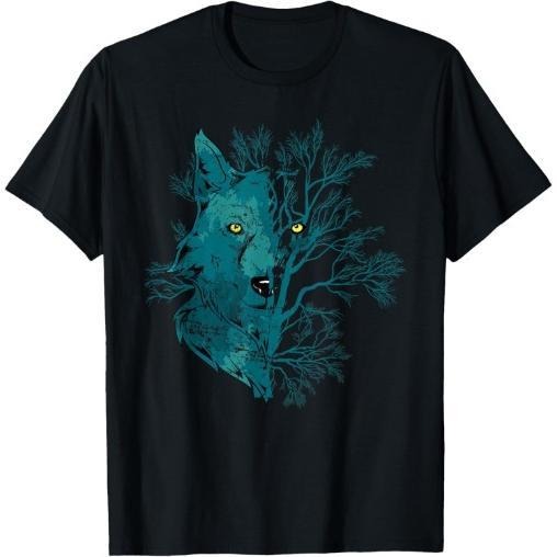 Wolf Print T-shirt Cotton Casual Summer Tee, Trendy Tops Crew Neck Tee, Comfort Street Style Tee, Must-have Fashionable...