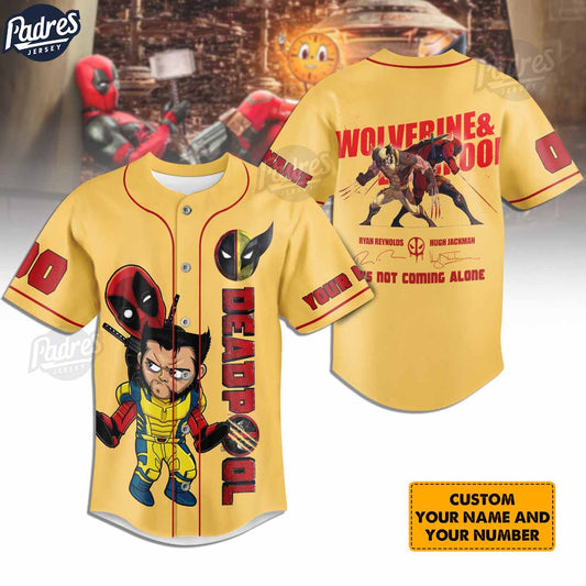 Wolverine & Deadpool He's Not Coming Alone Personalized Baseball Jersey Shirt (Image 1)