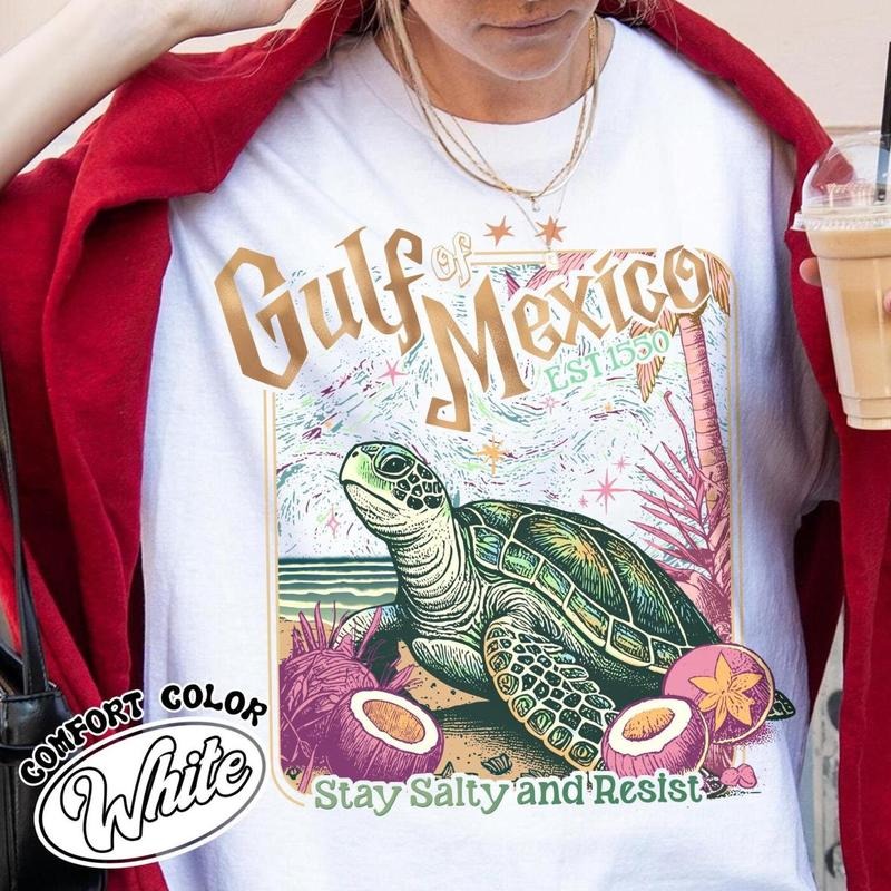Women Gulf of Mexico 1550 Stay Salty and Resist Tee, Gulf Coast Shirt, Mexico Beach Shirt, Resist Shirt, Gulf of Mexico...