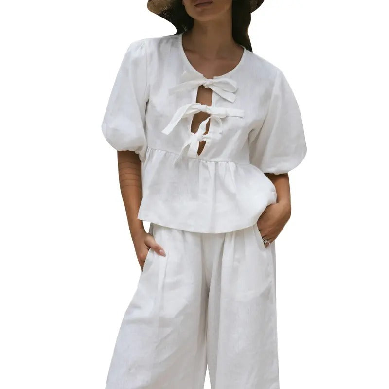 Women Short Sleeve Shirts Solid Color Tie-Up Front Fashion Blouses Summer Casual Tops Streetwear Cotton Light Hoodie,...