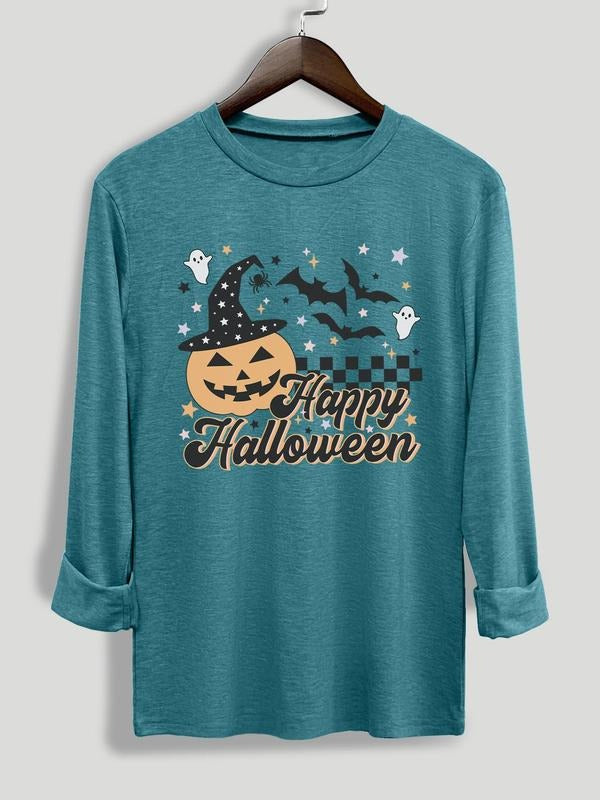 Women's  Letter Print Round Neck Tee, Casual Long Sleeve Crew Neck T-shirt for Daily Wear, Women Clothing for All Seasons...