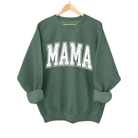 Women's "MAMA" Letter Print Round Neck Longsleeves Sweatshirt, Lady Casual Long Sleeve Crew Neck Pullover, Fall Clothes...