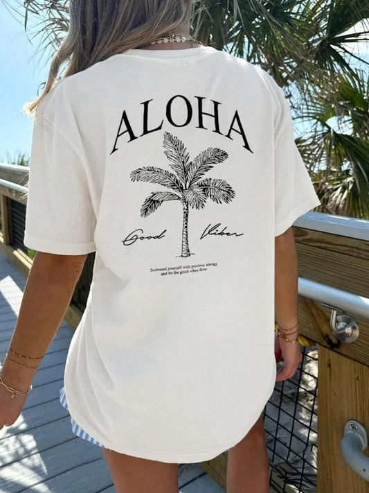 Women's Alcohol Print Round Neck Tee, Casual Letter Print Short Sleeve T-shirt for Daily Wear, Ladies Clothes for All...