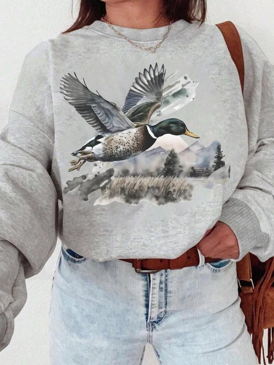 Women's Animal Print Crew Neck Sweatshirt, Casual Long Sleeve Pullover for Daily Wear, Ladies Clothes for All Seasons...