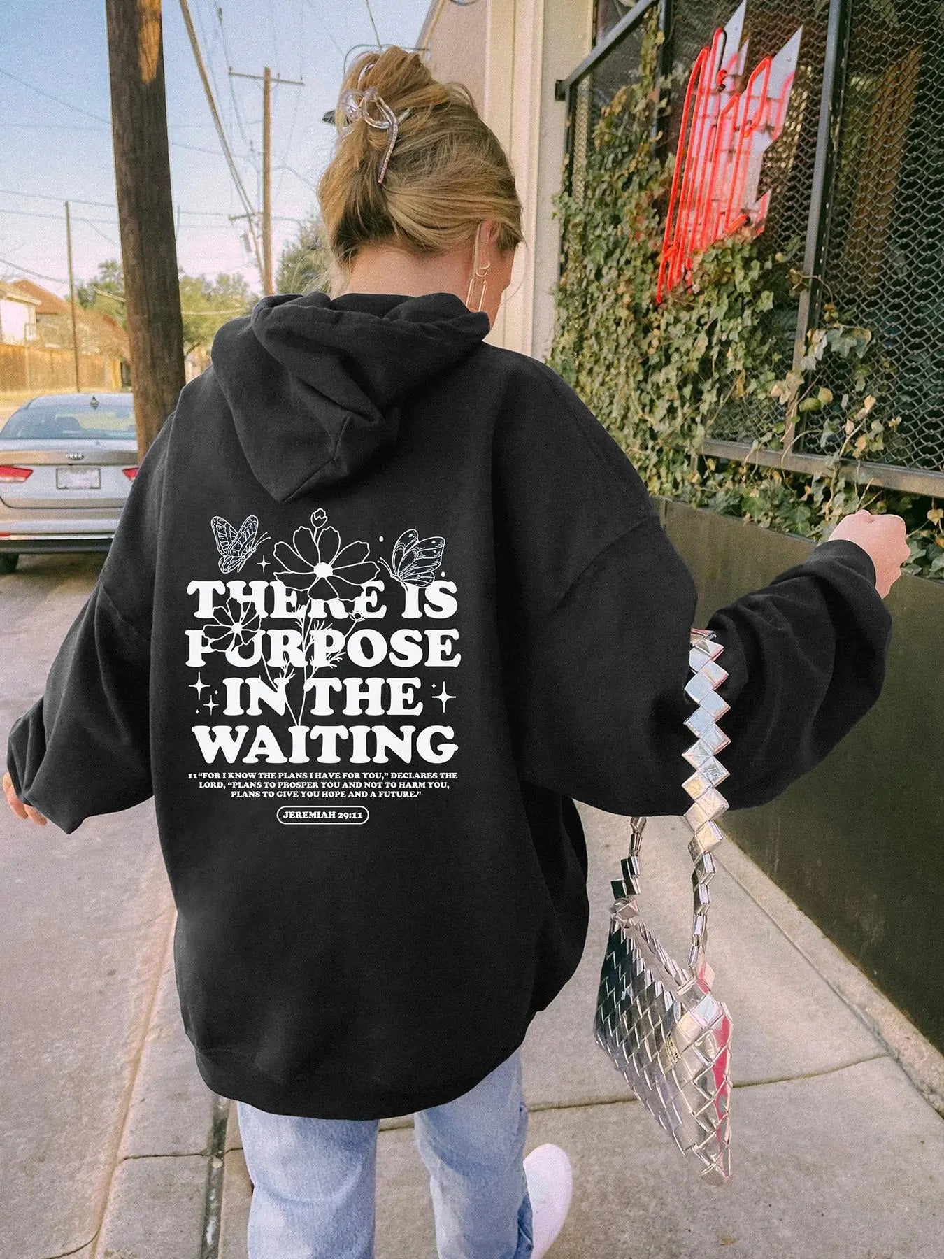 Women's Butterfly & Floral & Letter Print Hoodie, Fashion Casual Hooded Sweatshirt for Daily Holiday Outdoor Wear, Ladies...