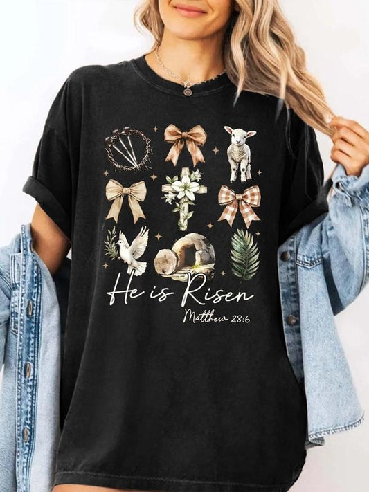 Women's Butterfly & Letter Print Round Neck Graphic Tee, Vintage Trendy Casual Short Sleeve T-shirt for Daily Wear,...