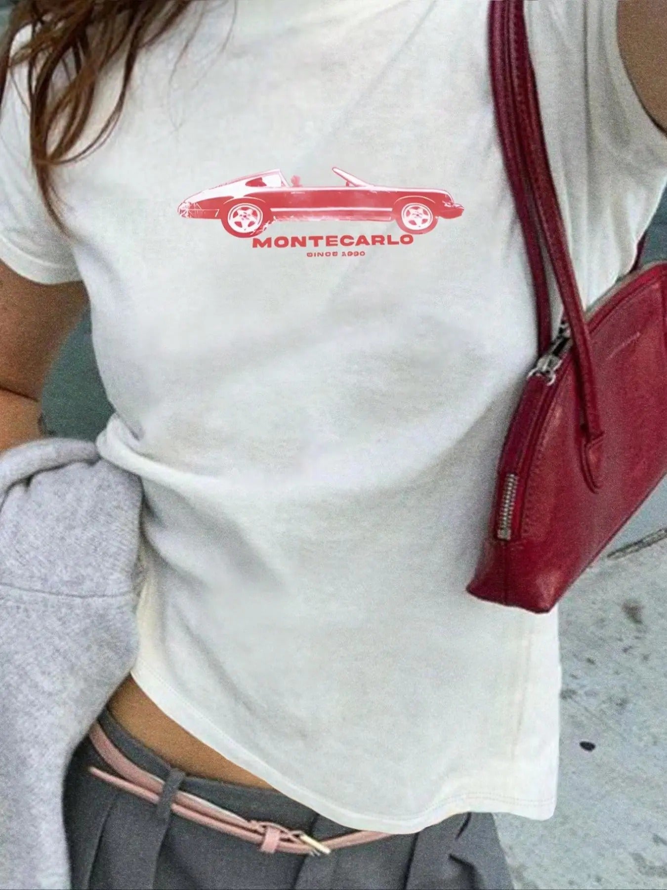 Women's Car & Letter Print Round Neck Tee, Casual Short Sleeve Crew Neck T-Shirt for Summer, Fashion Women's Top for...