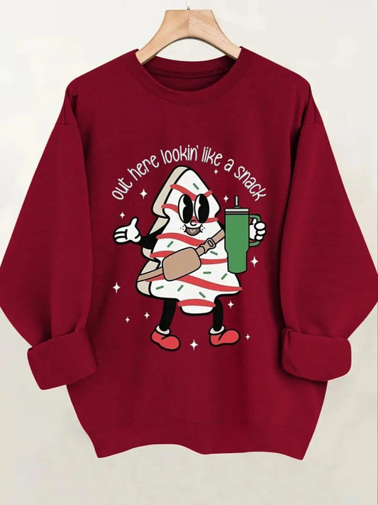 Women's Cartoon Graphic Print Crew Neck Sweatshirt, Casual Drop Shoulder Long Sleeve Pullover, Women's Fall & Winter...