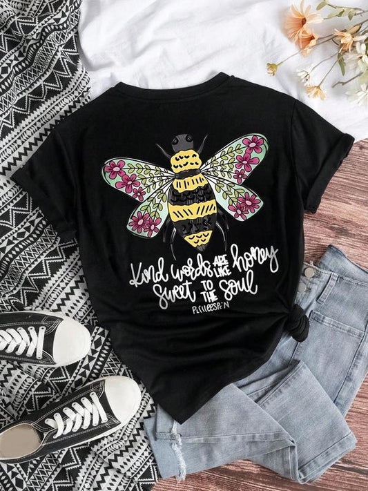 Women's Cartoon Graphic Print Crew Neck Tee, Fashion Casual Short Sleeve T-shirt for Daily Wear, Ladies Summer...