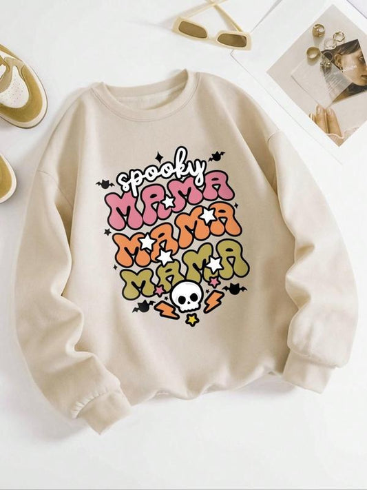 Women's Cartoon Graphic Print Drop Shoulder Sweatshirt, Casual Round Neck Long Sleeve Pullover for Fall & Winter, Women's...