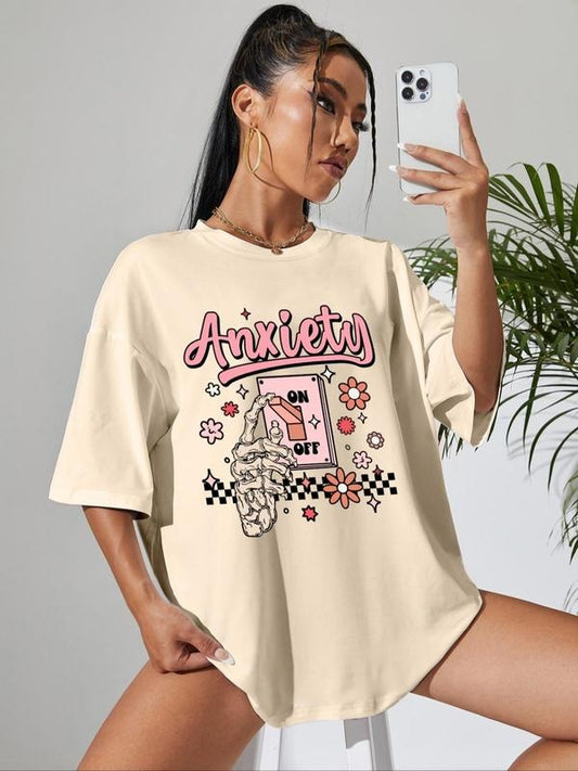 Women's Cartoon Graphic Print Round Neck Tee, Fashion Casual Drop Shoulder Short Sleeve T-shirt for Daily Wear, Ladies...