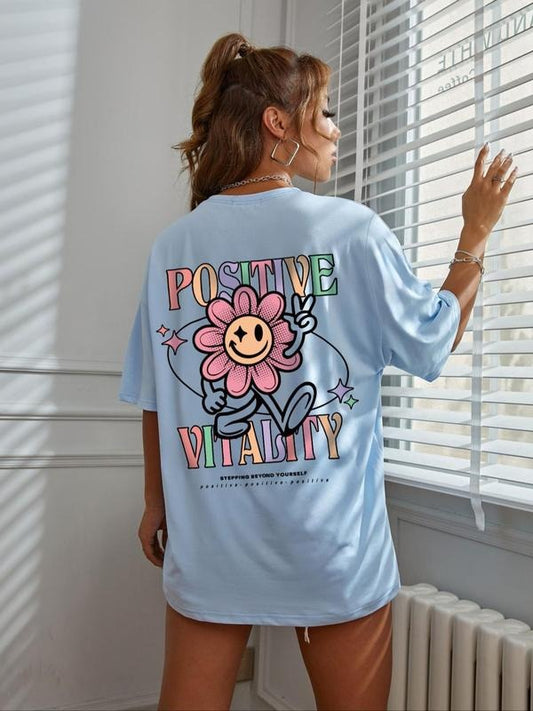 Women's Cartoon Graphic Print Round Neck Tee, Trendy Casual Drop Shoulder Short Sleeve T-shirt for Daily Wear, Ladies...