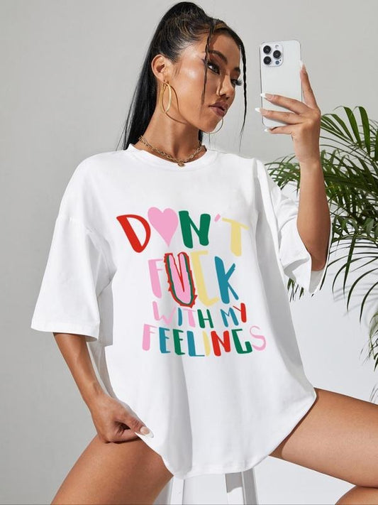 Women's Cartoon Letter Print Round Neck Tee, Fashion Casual Drop Shoulder Short Sleeve T-shirt for Daily Wear, Ladies...