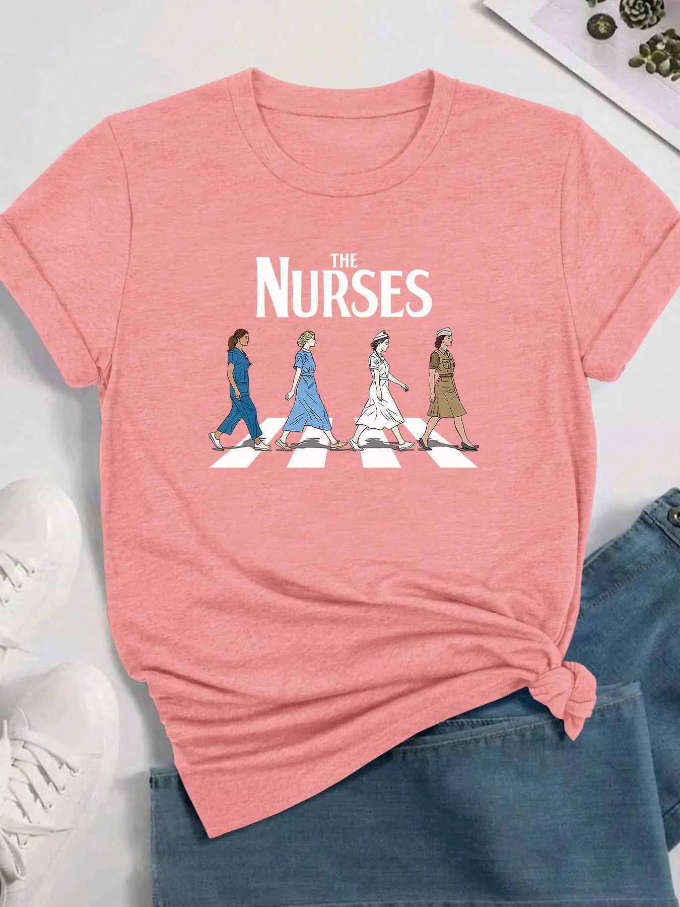 Women's Cartoon Print Round Neck Tee, Fashion Casual Short Sleeve T-shirt for Daily Wear, Ladies Clothes for All Seasons...