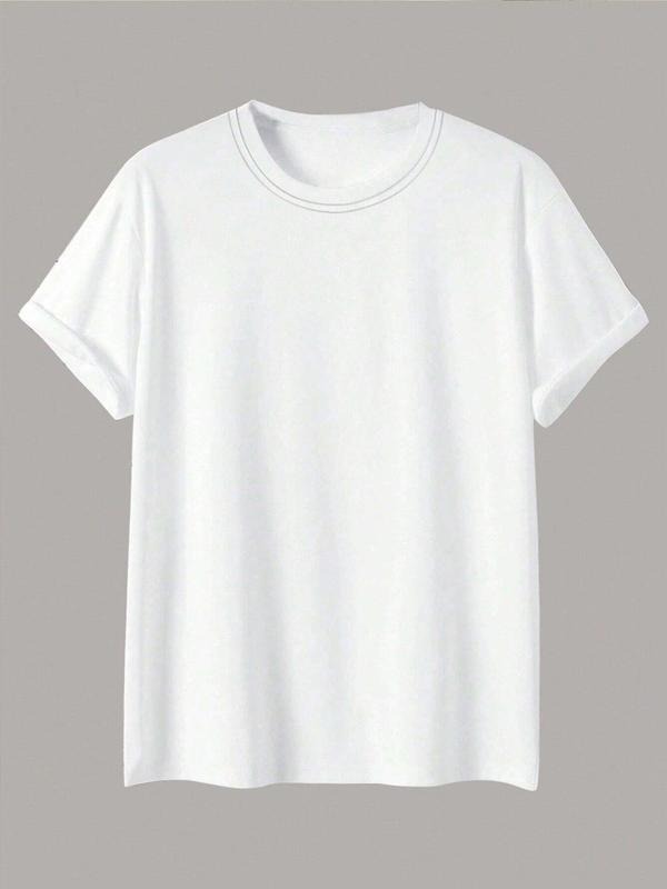 Women's Casual Plain Round Neck Tee, Short Sleeve Crew Neck T-Shirt for Summer, Fashion Simple Women's Top for Daily Wear...