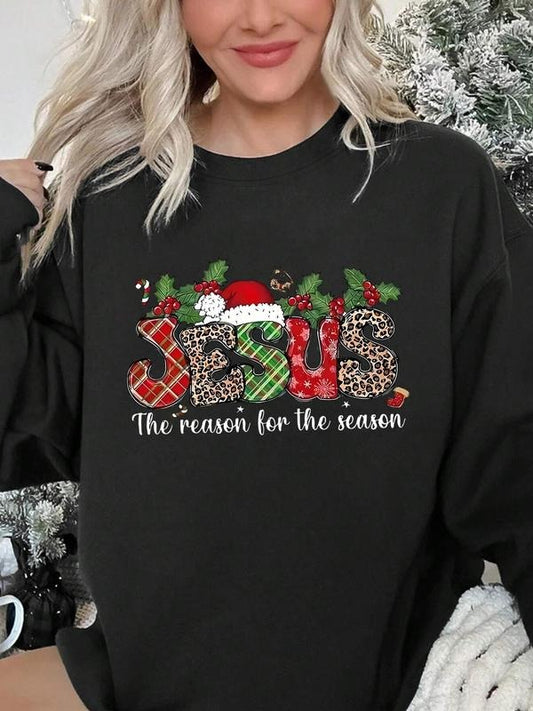 Women's Christmas Letter Graphic Drop Shoulder Sweatshirt, Casual Long Sleeve Round Neck Pullover for Daily Wear, Ladies...