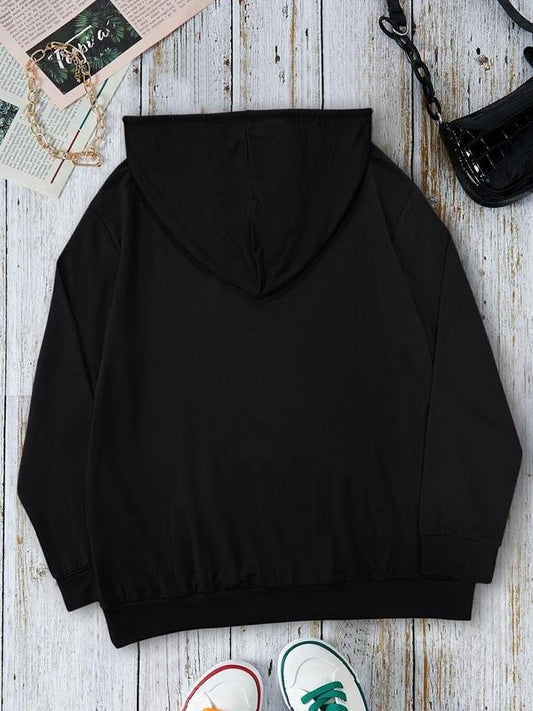 Women's Christmas Letter Print Drop Shoulder Hoodie, Fashion Casual Drawstring Pocket Hooded Sweatshirt for Daily Holiday...